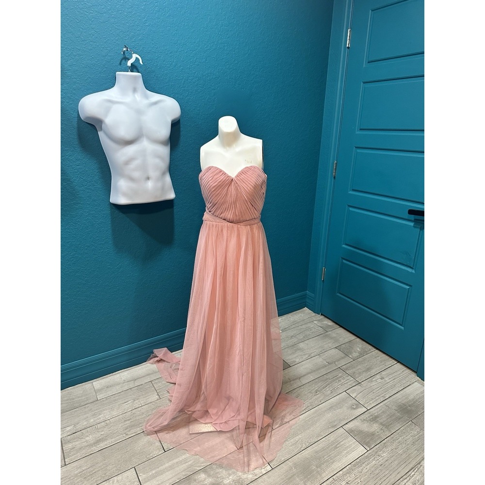 Birdie Grey Dusty Rose Strapless‎ Chiffon Dress XS